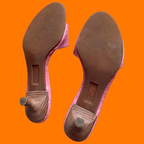 00's vintage baby pink reptile print coquette soft girl y2k kitten heels US 6.5 - Picture 4 of 8